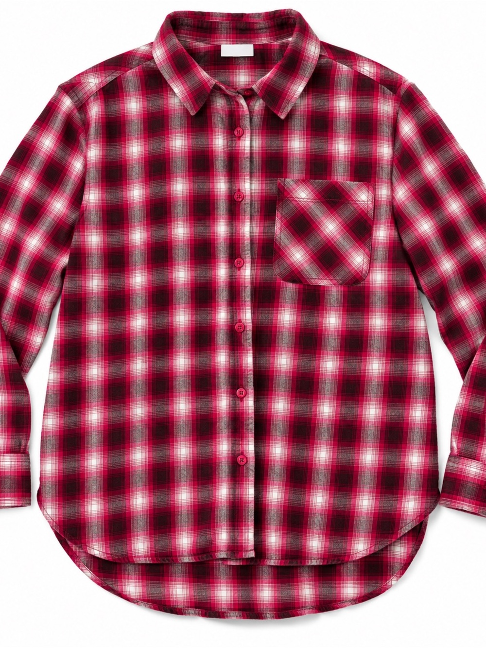 Time and Tru Red Plaid Button-Down Shirt for Women